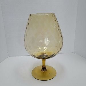 Vintage MCM Amber Glass Brandy Snifter 12.5 " tall 6" wide